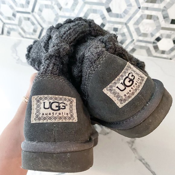 UGG CLASSIC TALL ARGYLE KNIT BOOTS - DARK GREY - Picture 5 of 7
